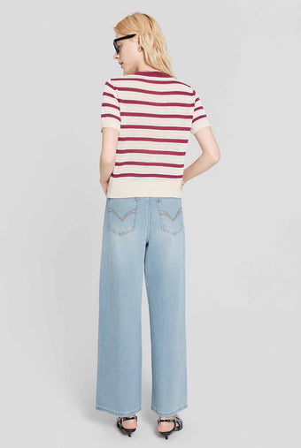 ASOBIO Striped Slim Knit Top