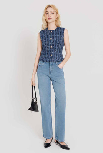 ASOBIO Cropped Tweed Vest