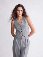 Wool Blend Single Breasted Suit Vest
