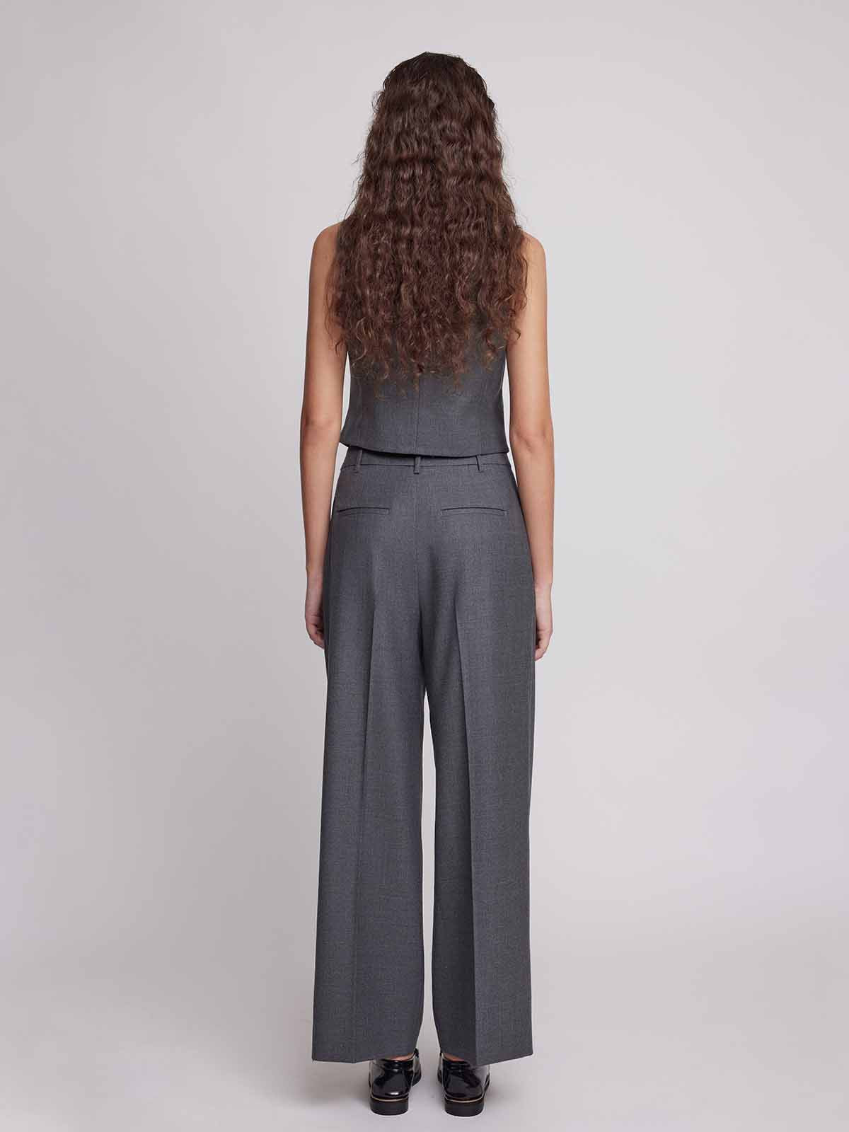 ASOBIO Wool Blend Mid-Rise Pleated Wide-Leg Trousers