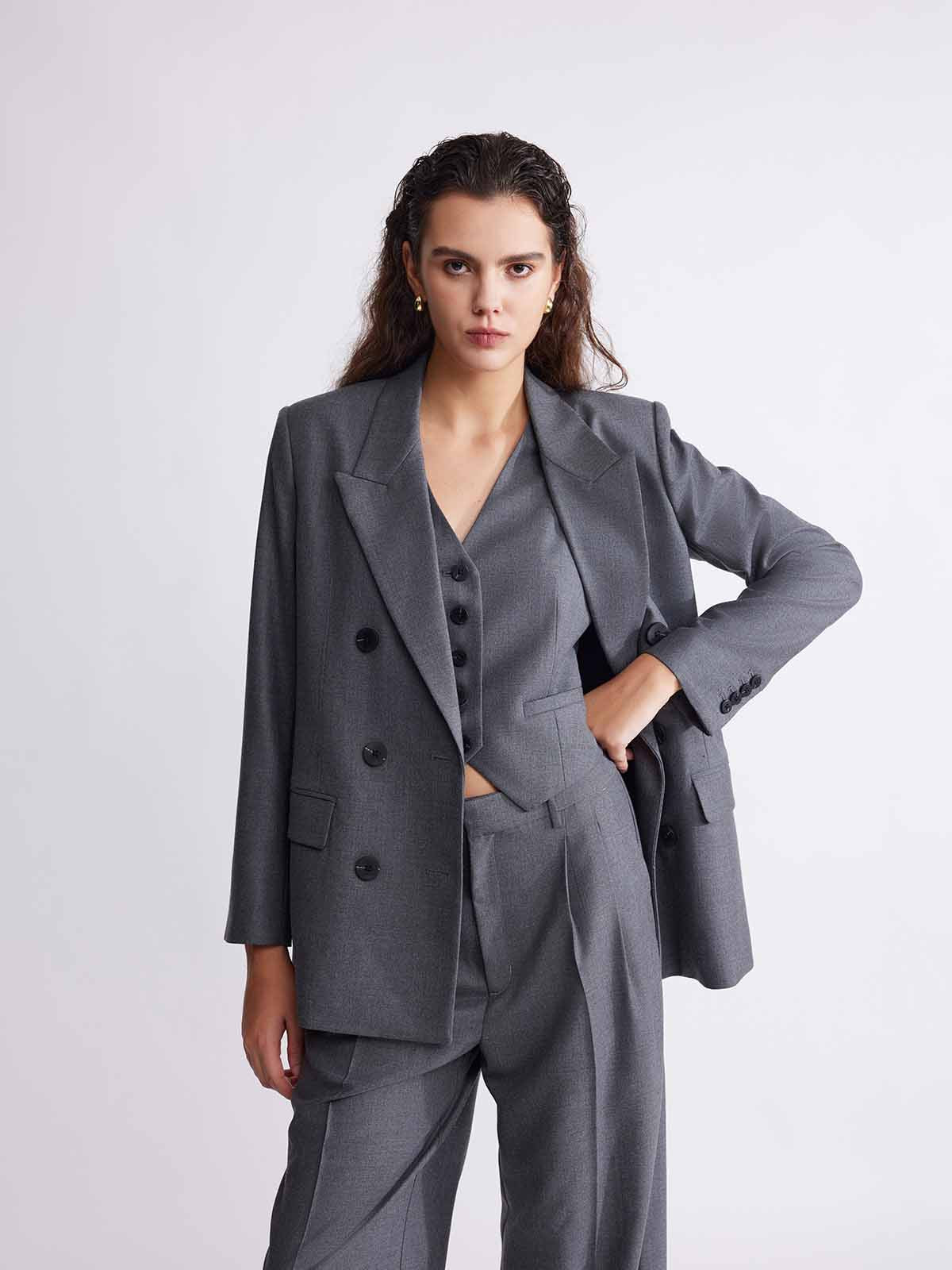 ASOBIO Slim Double-Breasted Blazer