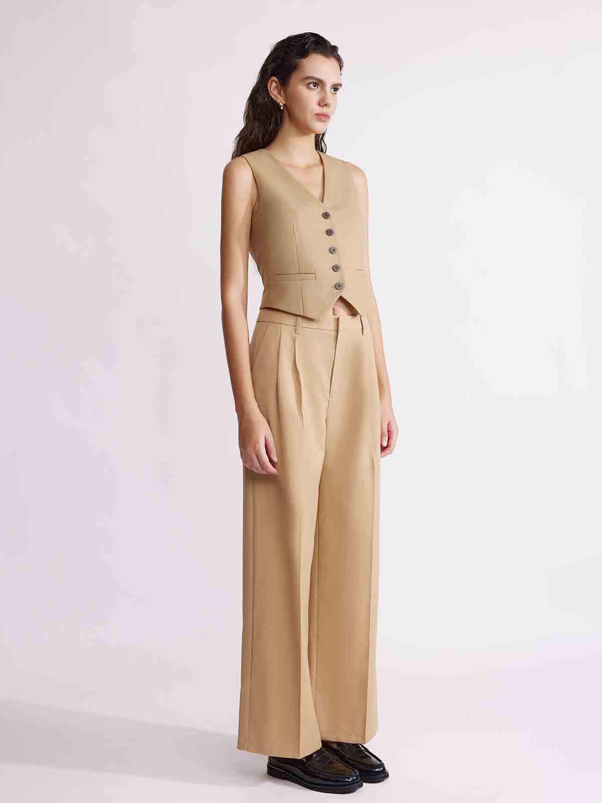 ASOBIO Tailored Wool Blend V-Neck Vest