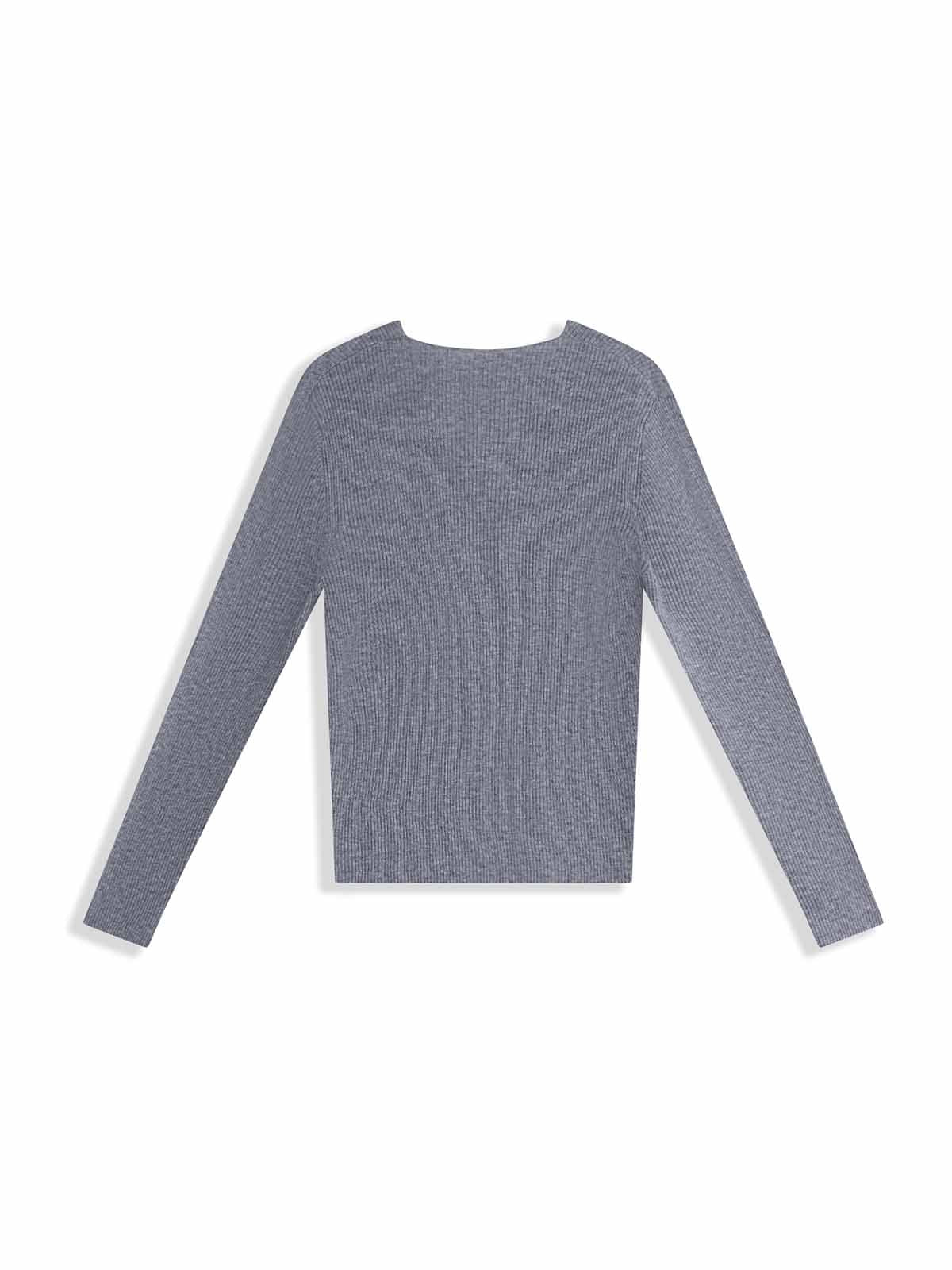 Lightweight merino V-Neck Ribbed Wool Knit Top