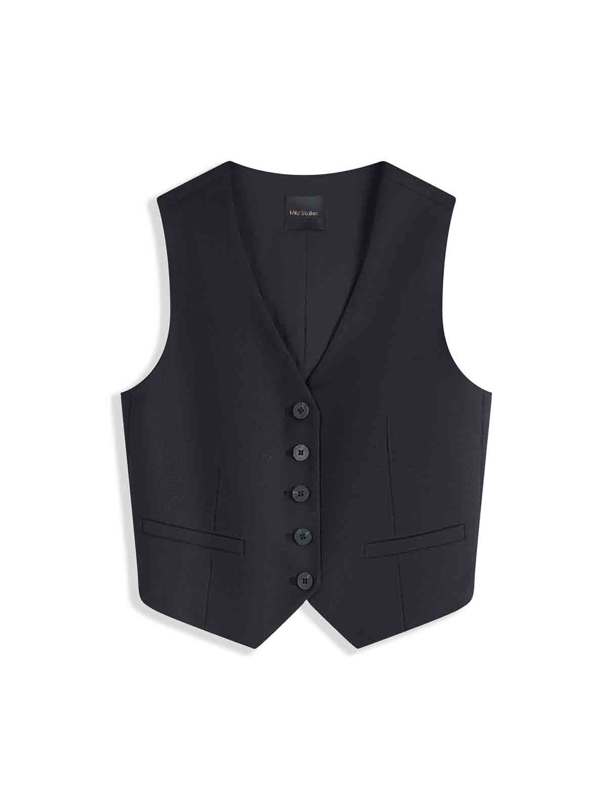 ASOBIO Tailored Wool Blend V-Neck Vest