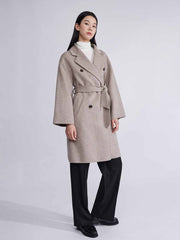 ASOBIO Relaxed Double-Breasted Virgin Wool Long Coat