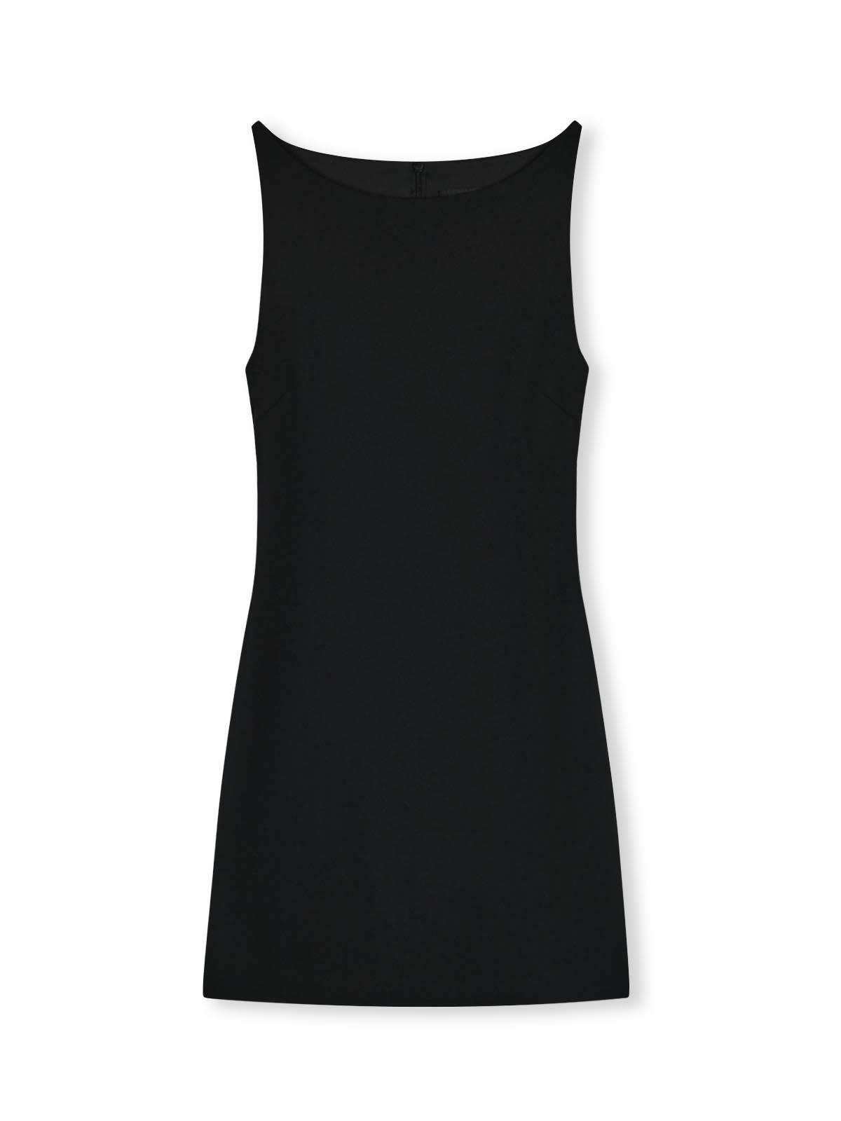 Boatneck mini dress with contouring details