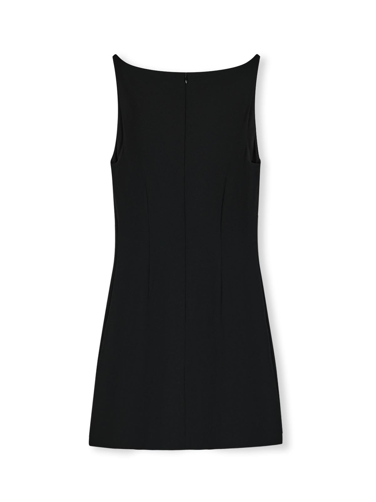 Supportive fit boatneck dress with double layers