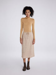 Hollow pattern A-line knit midi skirt