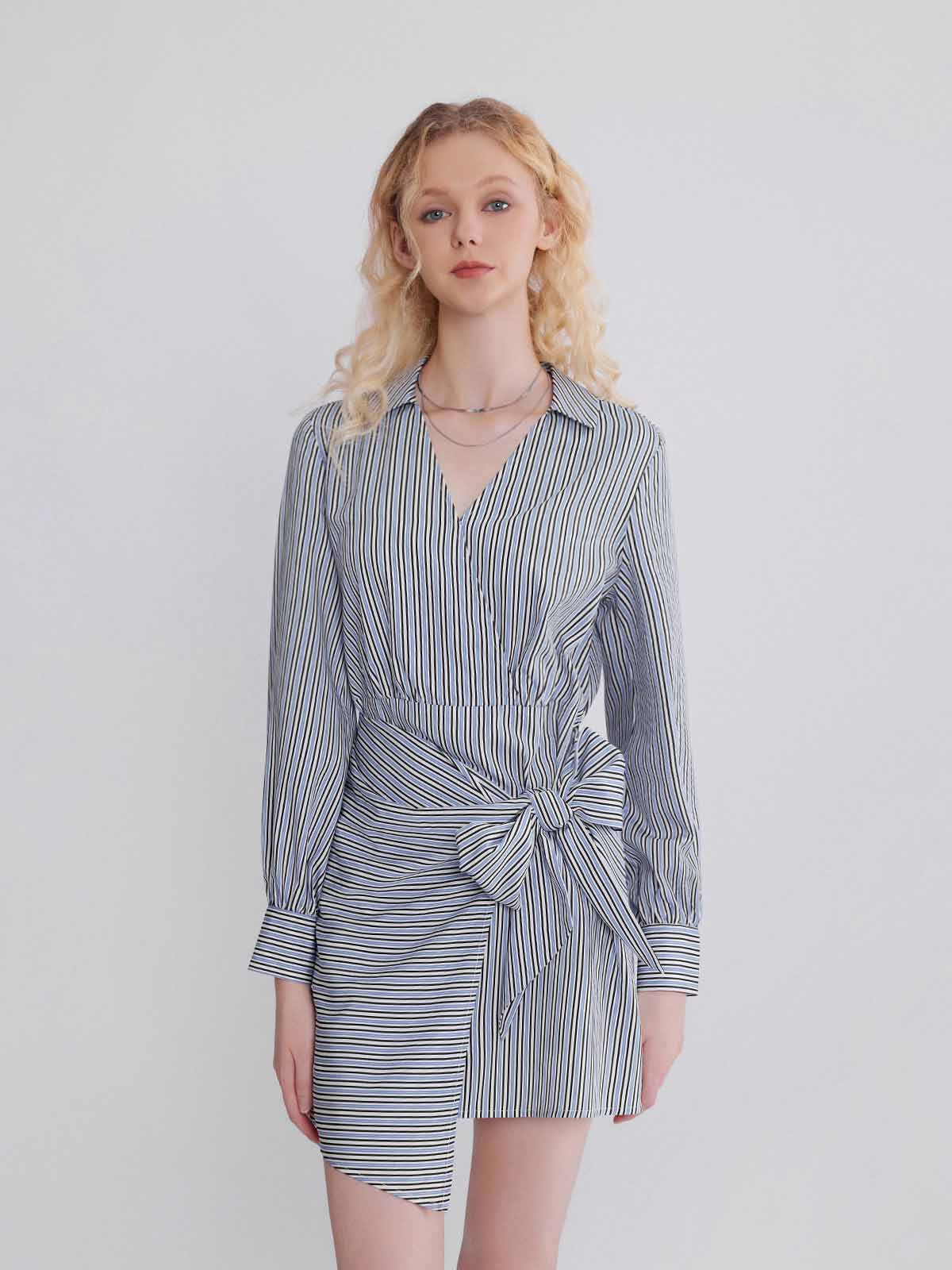 Long-Sleeve Wrap Shirt Dress