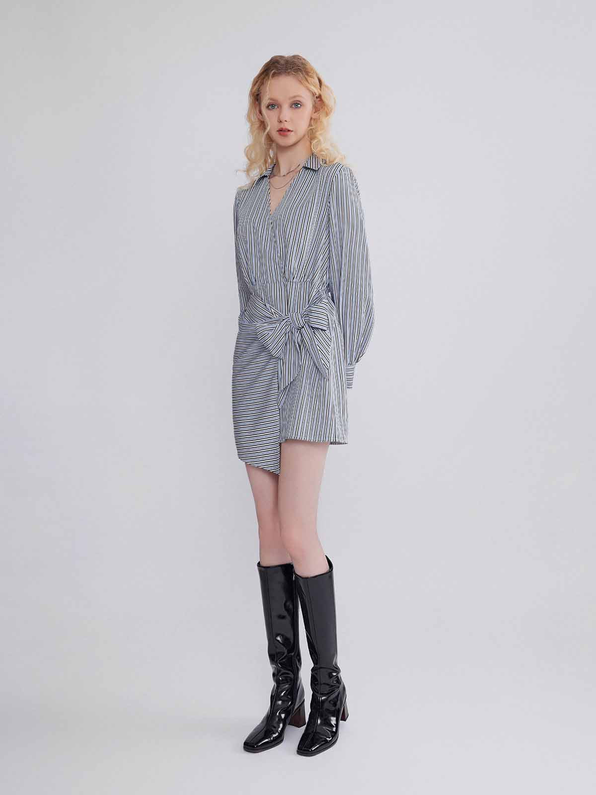 Long-Sleeve Wrap Shirt Dress