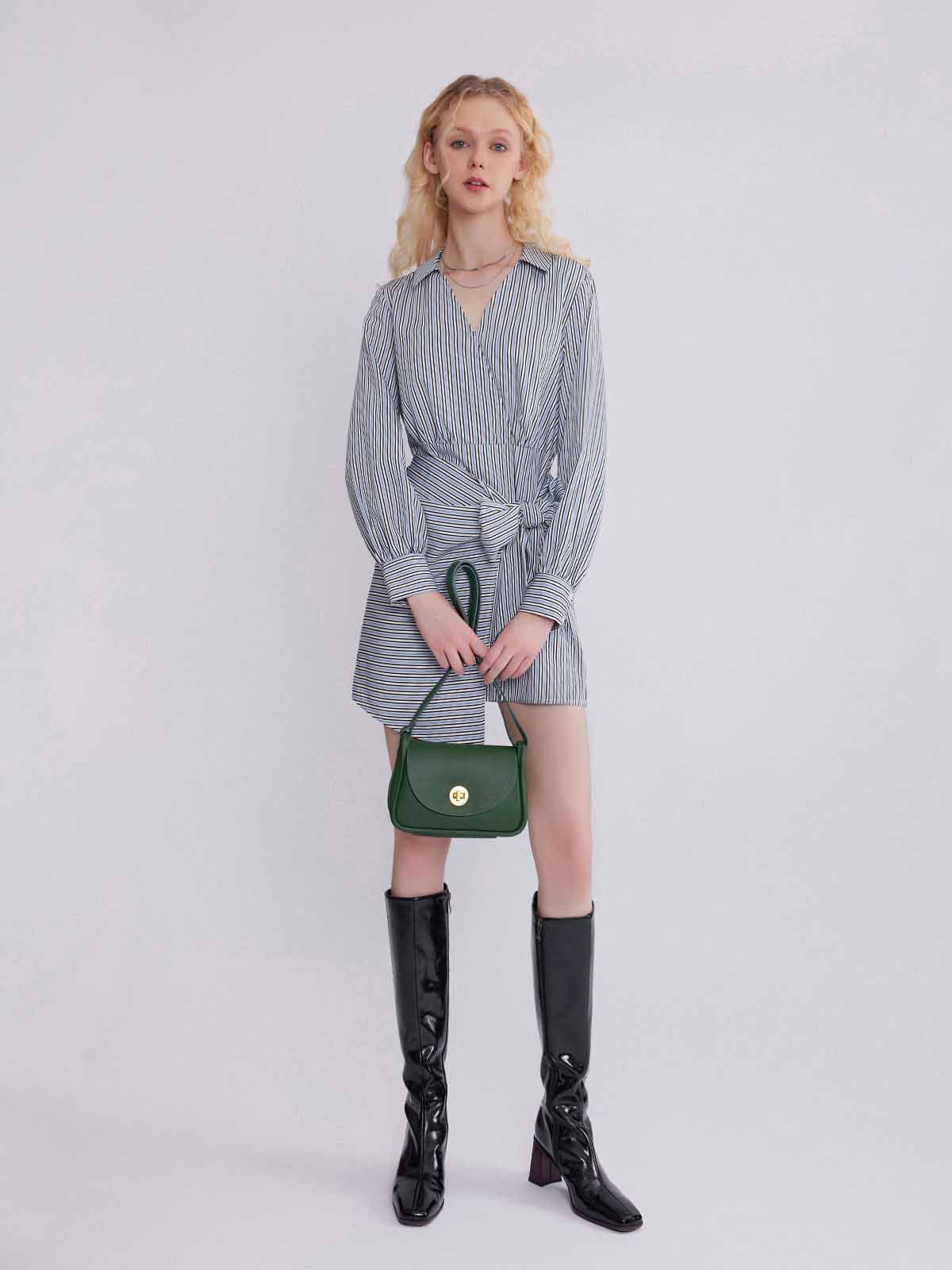 Long-Sleeve Wrap Shirt Dress