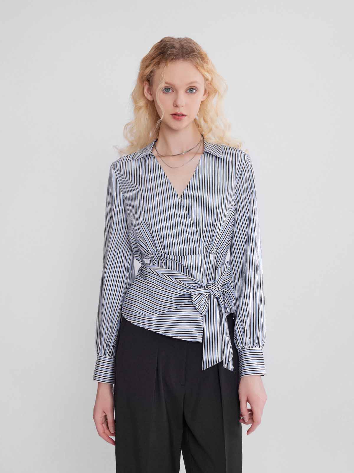 Long-Sleeve Wrap Drapey Shirt