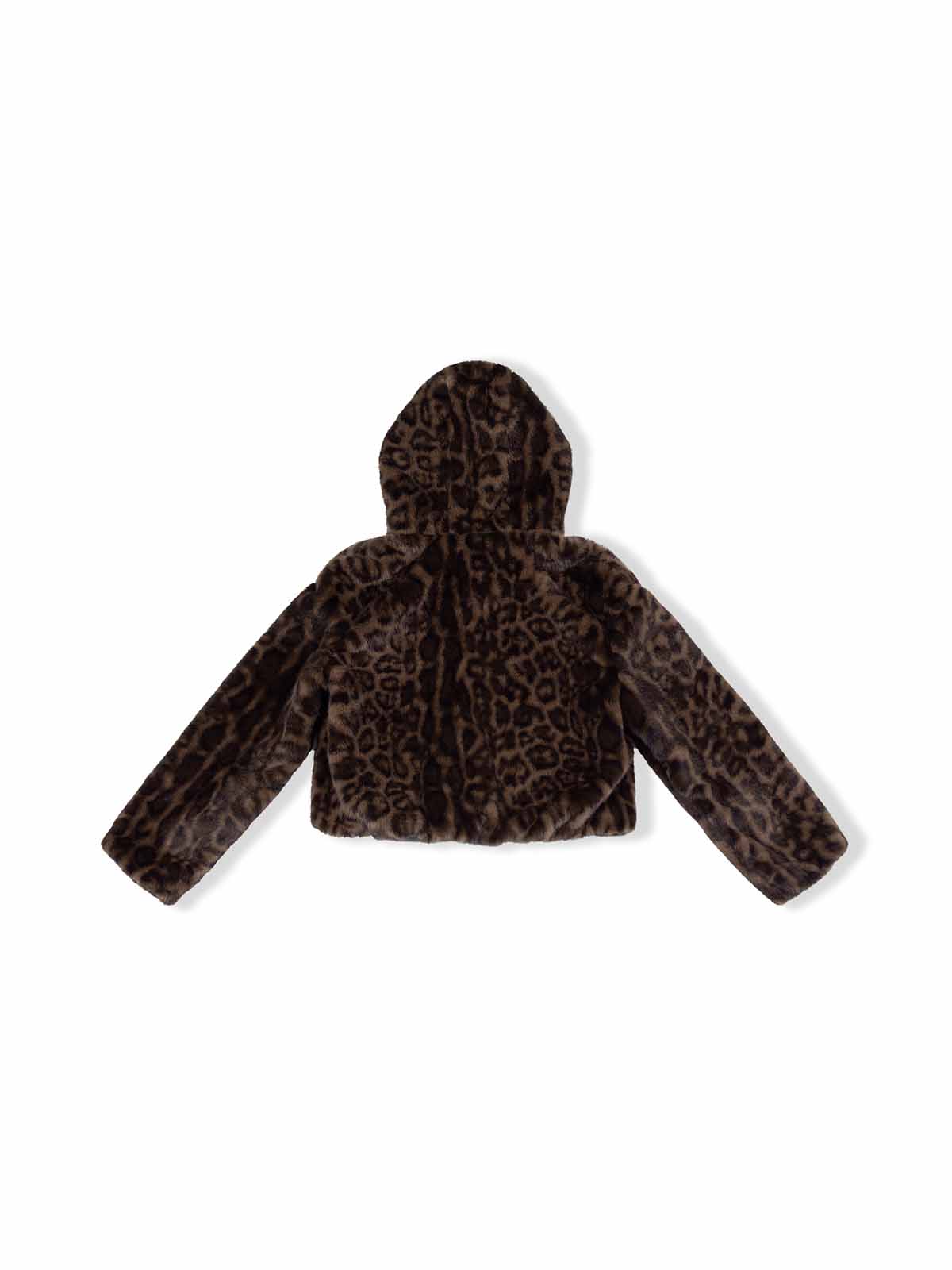 ASOBIO Leopard Print Faux Mink Hooded Jacket