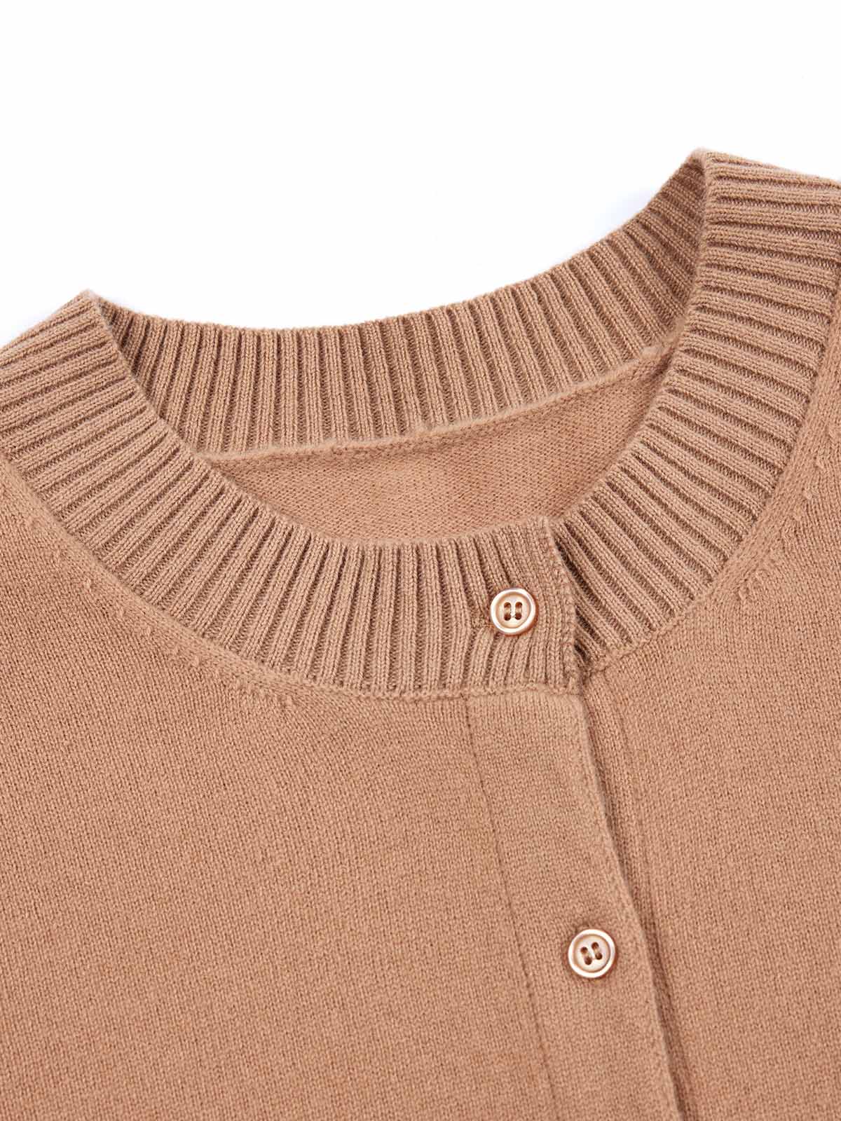 Lightweight 100% Wool Crewneck Cardigan