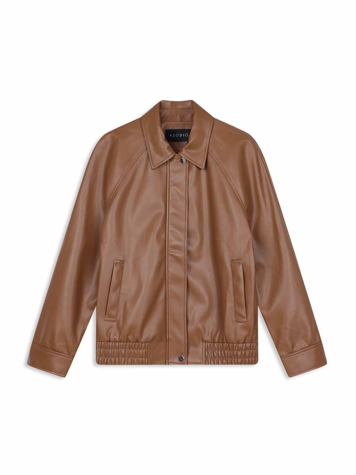 PU Leather Small Lapel Bomber Jacket