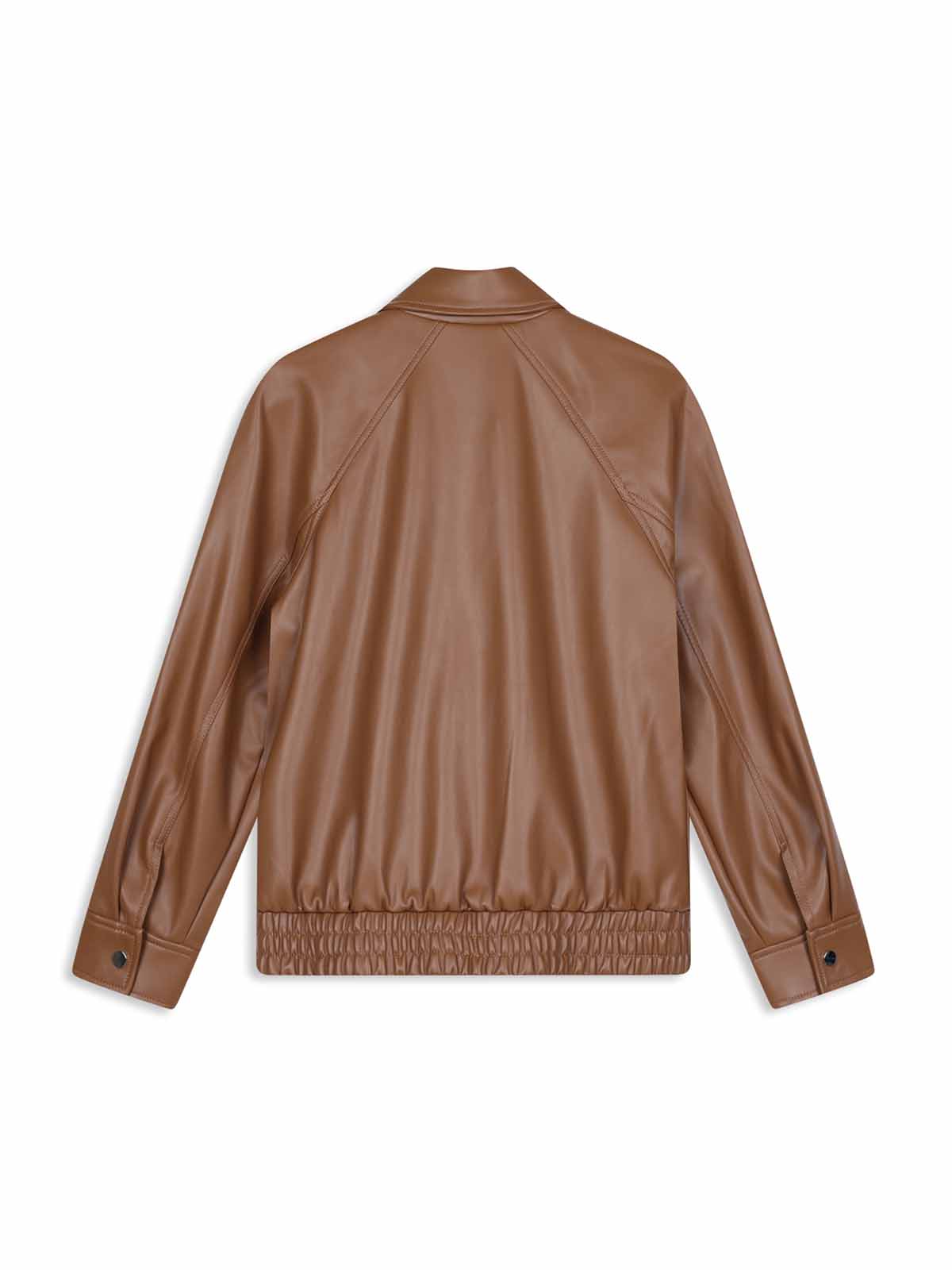 PU Leather Small Lapel Bomber Jacket