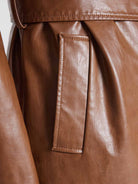 Single-Breasted Long UnReal Leather Trench Coat