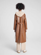 Single-Breasted Long UnReal Leather Trench Coat