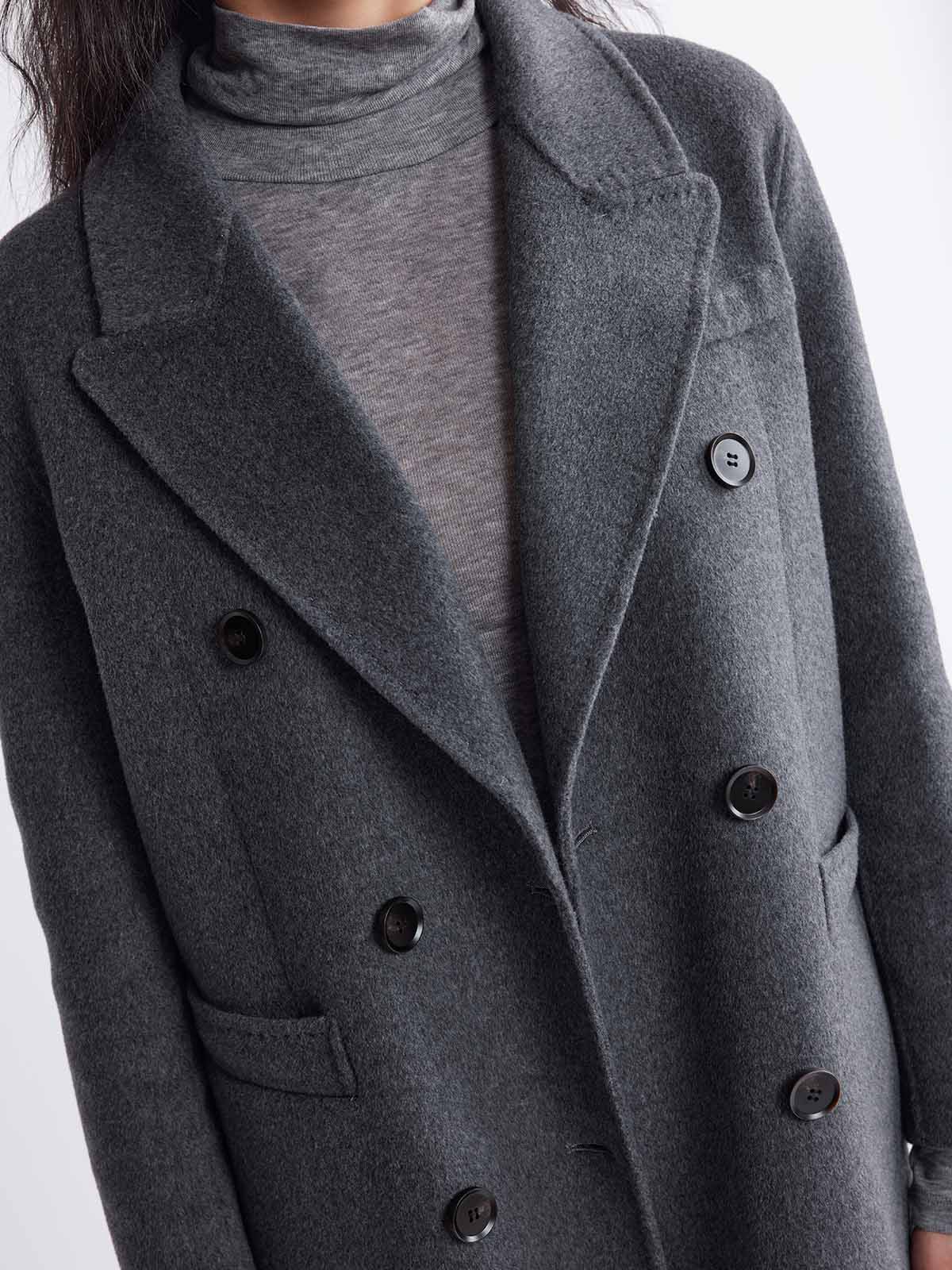 ASOBIO Double-Breasted Cashmere-Wool Blend Long Coat