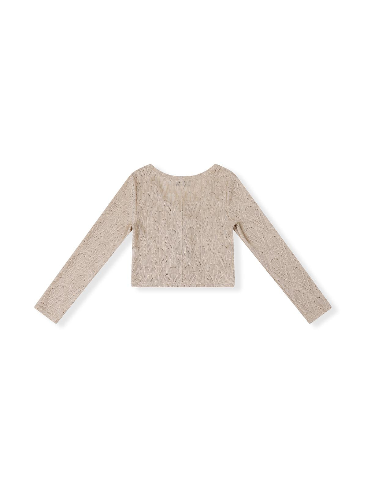 Hollow V-Neck Pointelle-Knit Top