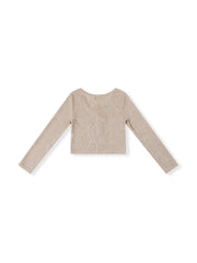 Hollow V-Neck Pointelle-Knit Top