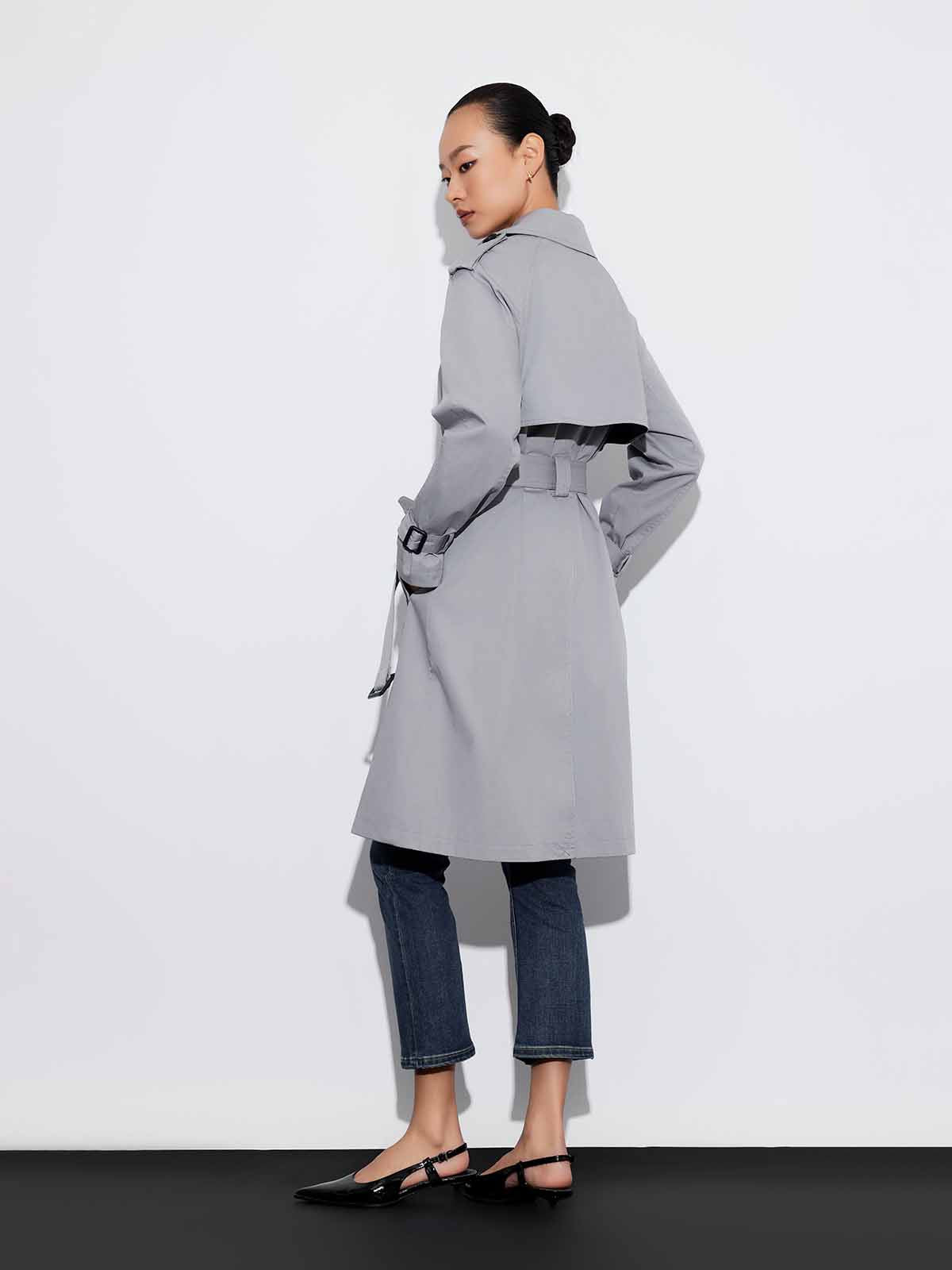 Double-Breasted A-Line Trench Coat