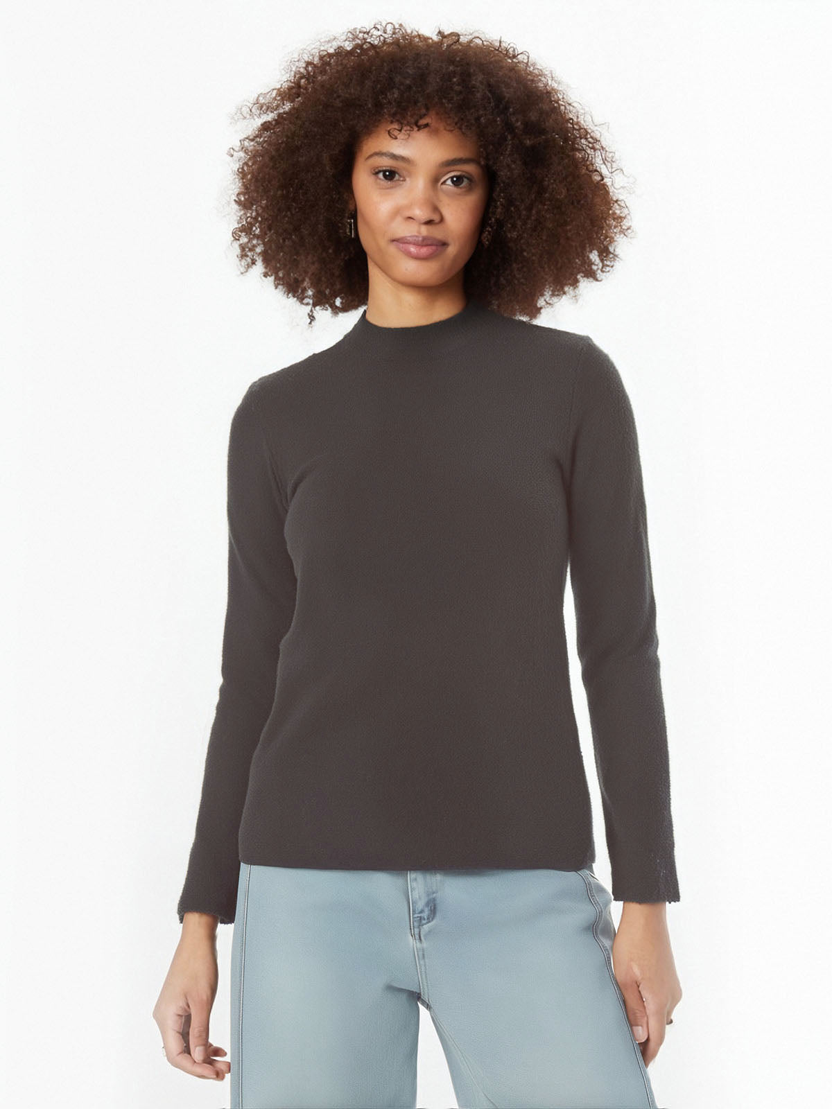 ASOBIO Wool-Blend Half-Turtleneck Top