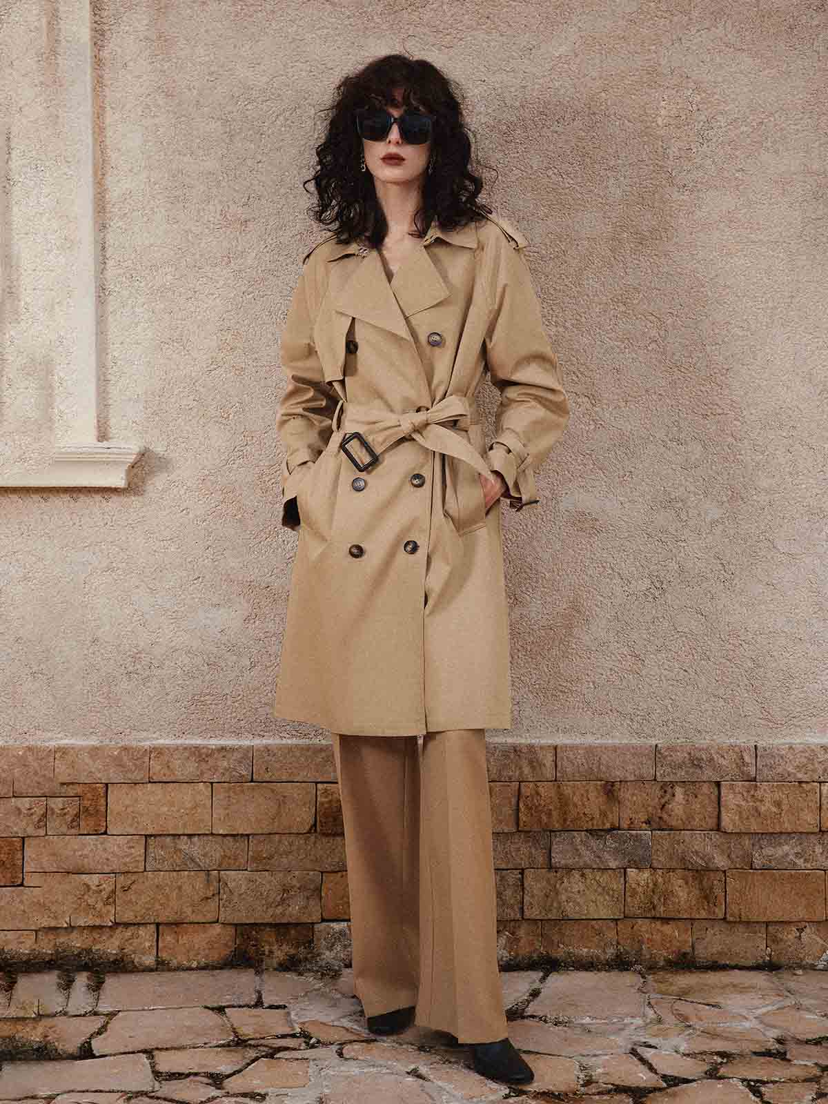 Double-Breasted A-Line Trench Coat