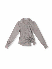 Long-Sleeve Wrap Drapey Shirt