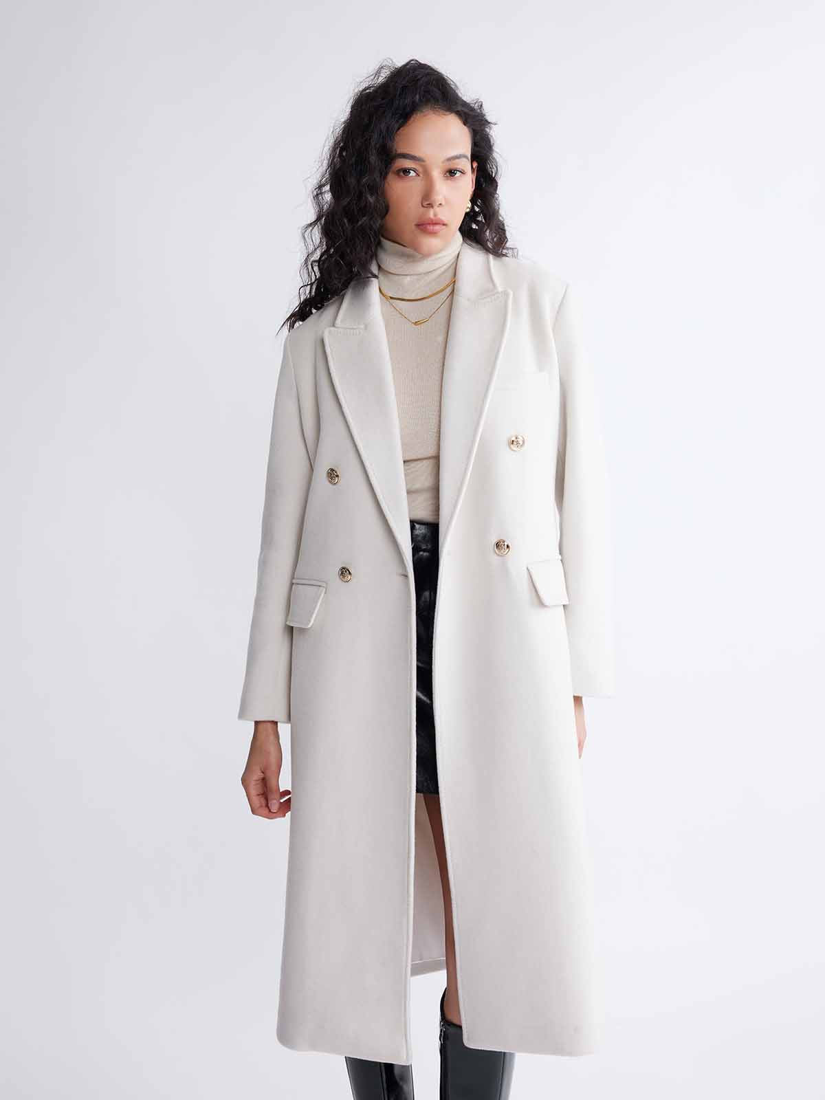 Classic Straight-Fitting Double-Breasted Soft Wool Coat