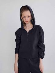 Cozy Drop Shoulder Half-Zip Pullover Hoodie