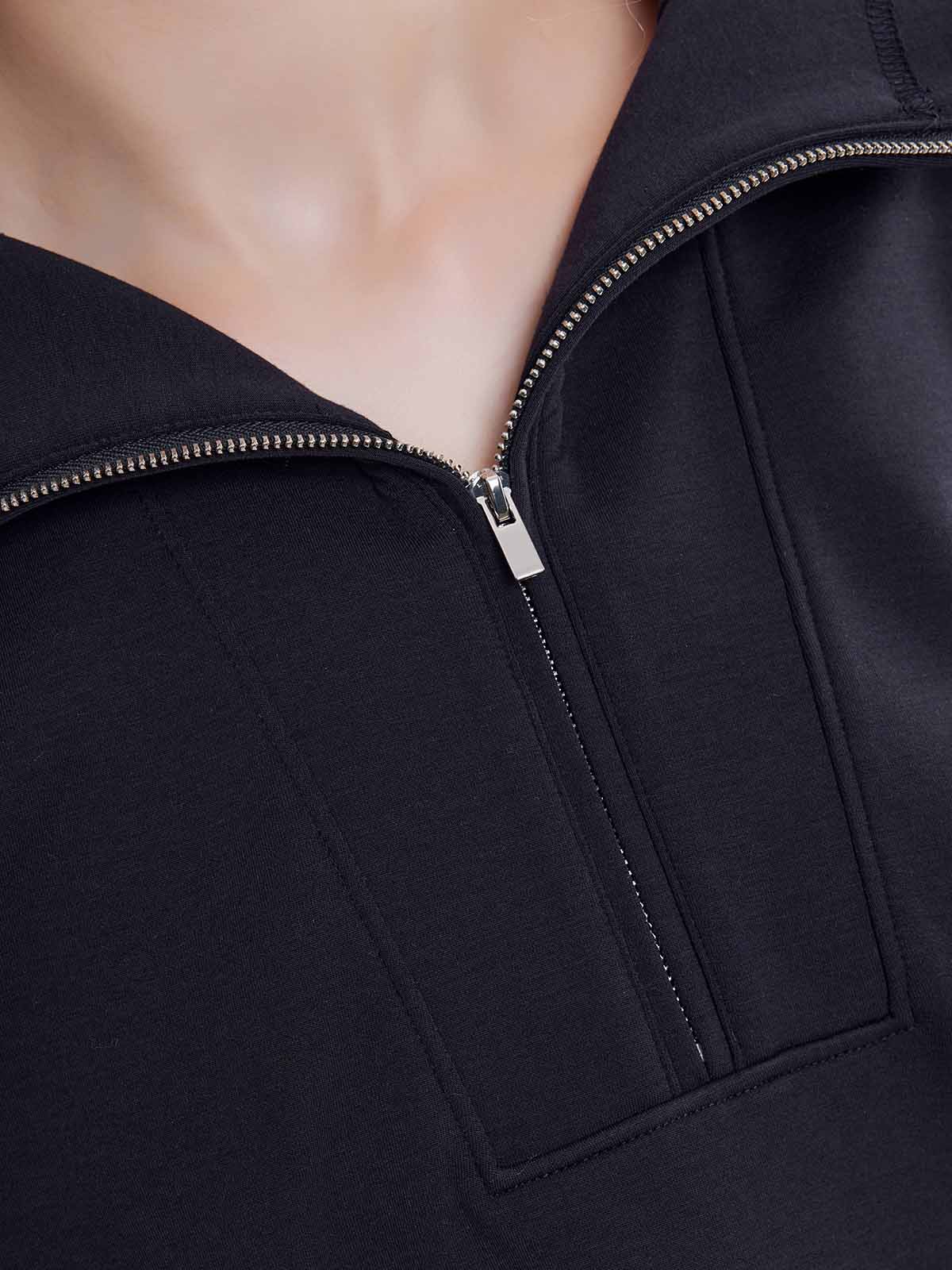 Cozy Drop Shoulder Half-Zip Pullover Hoodie