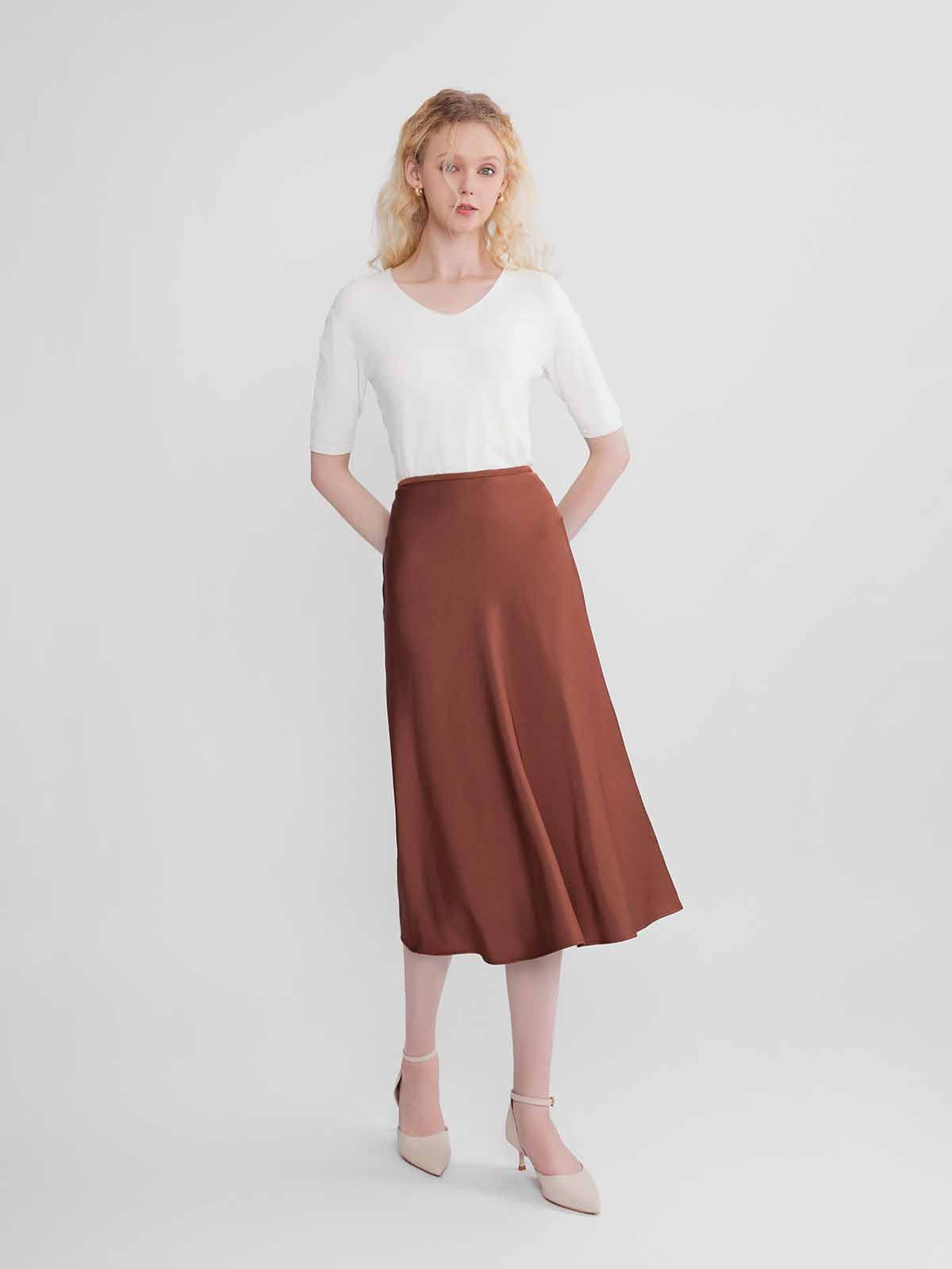 Mid-Rise Satin Maxi Skirt