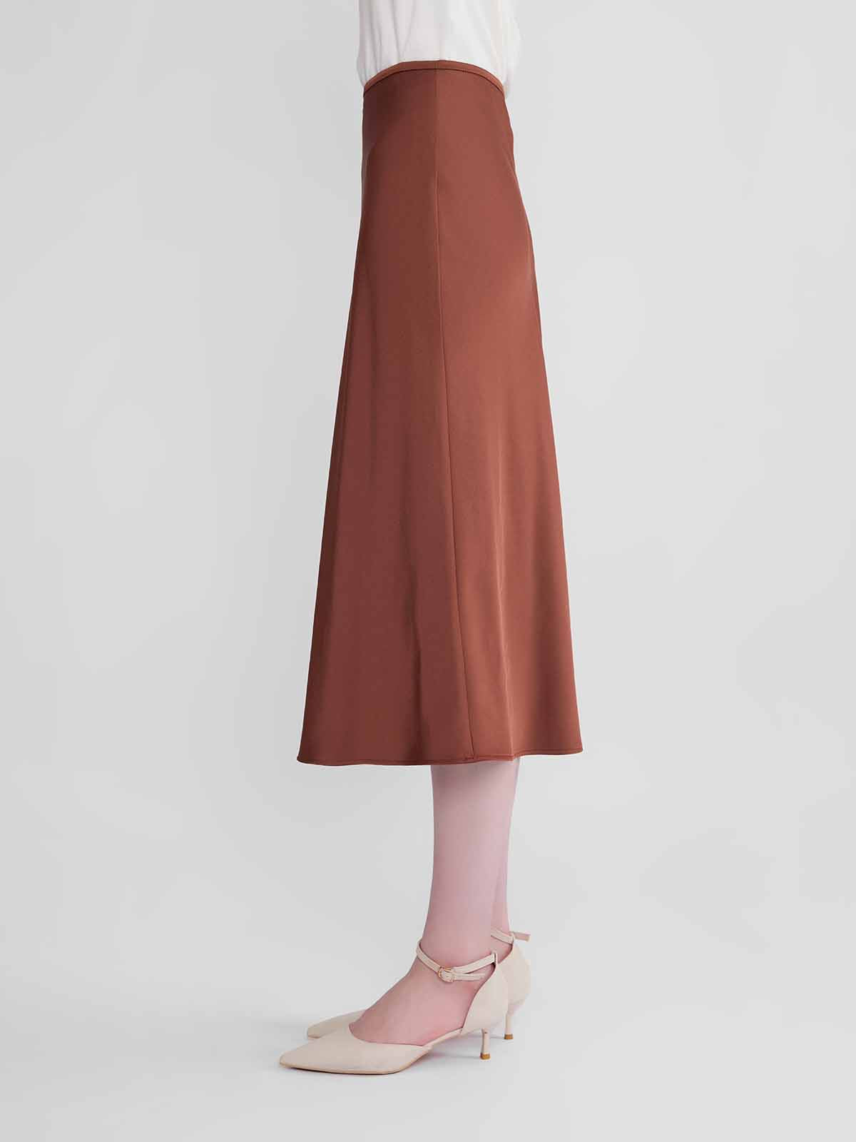 Mid-Rise Satin Maxi Skirt