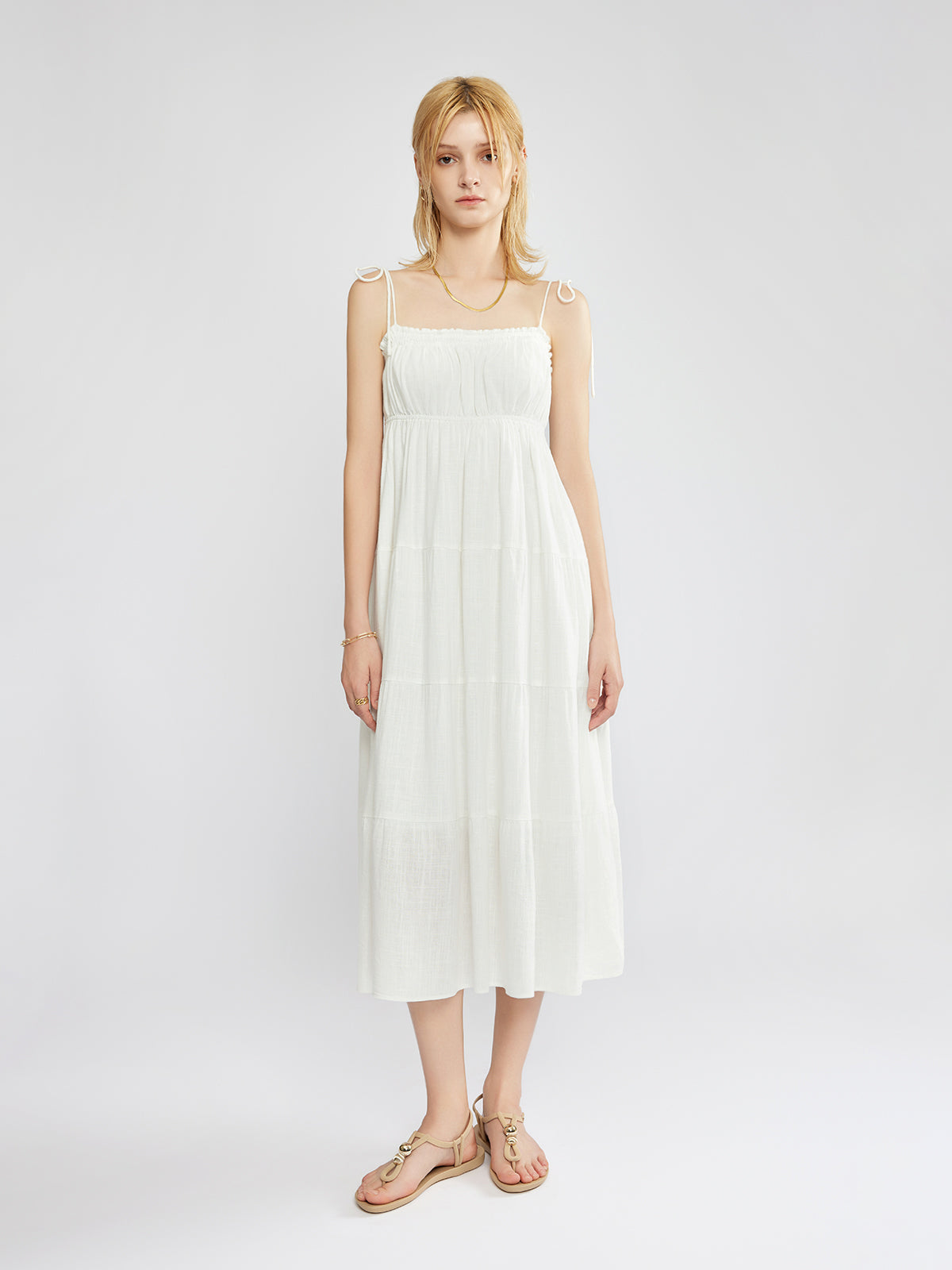Linen Tiered Midi Dress