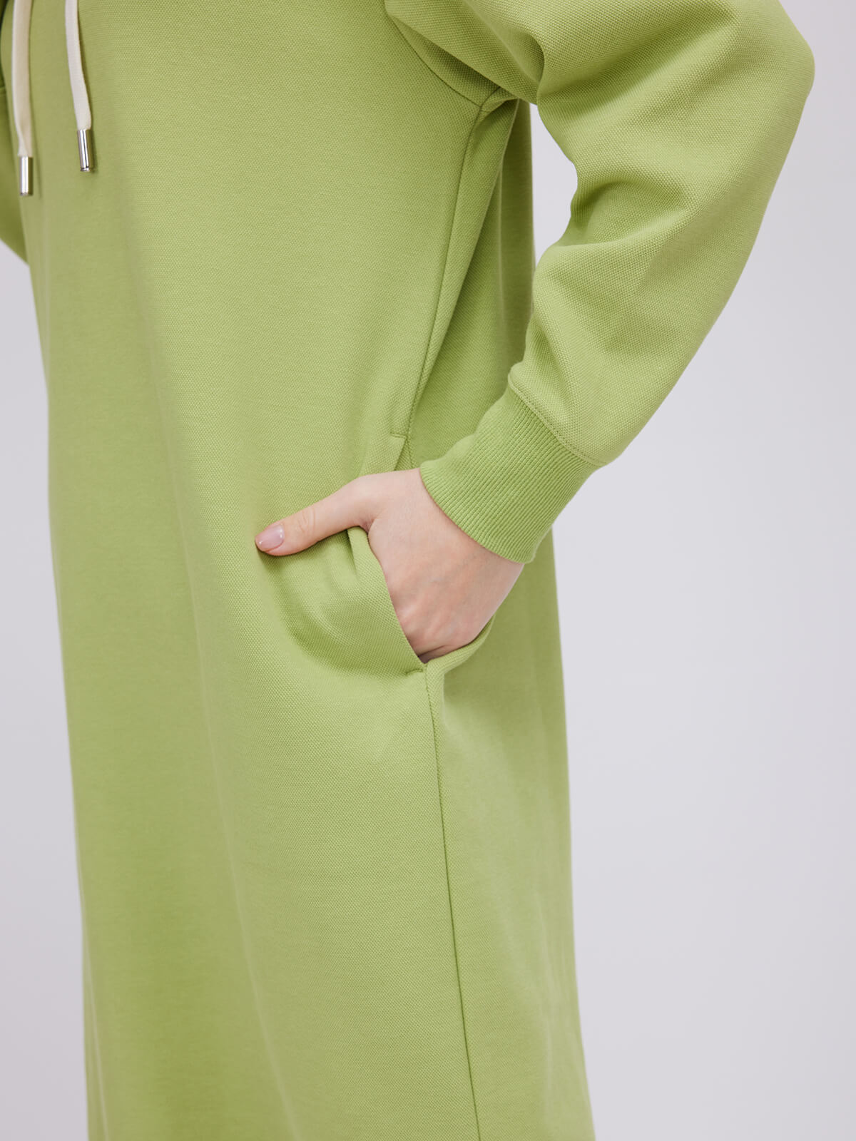 Casual Green Sweatshirt Hooded Dress