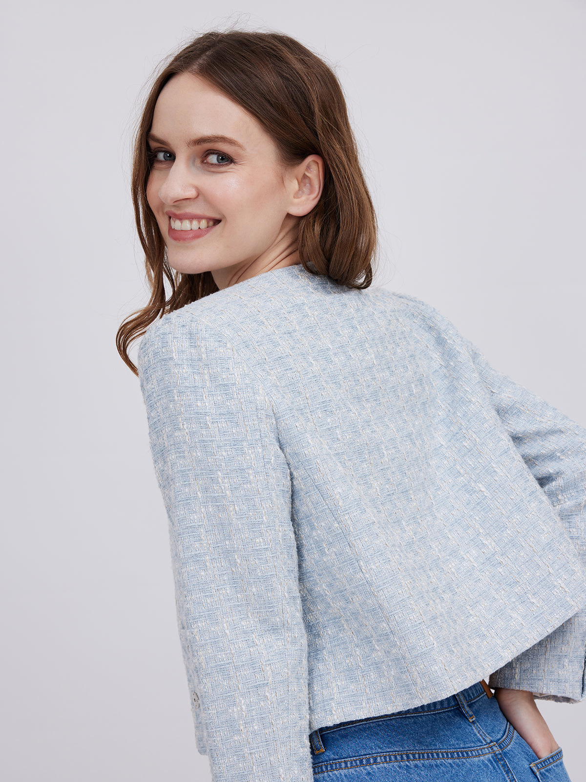Light Blue Frenchy Open-Front Jacket