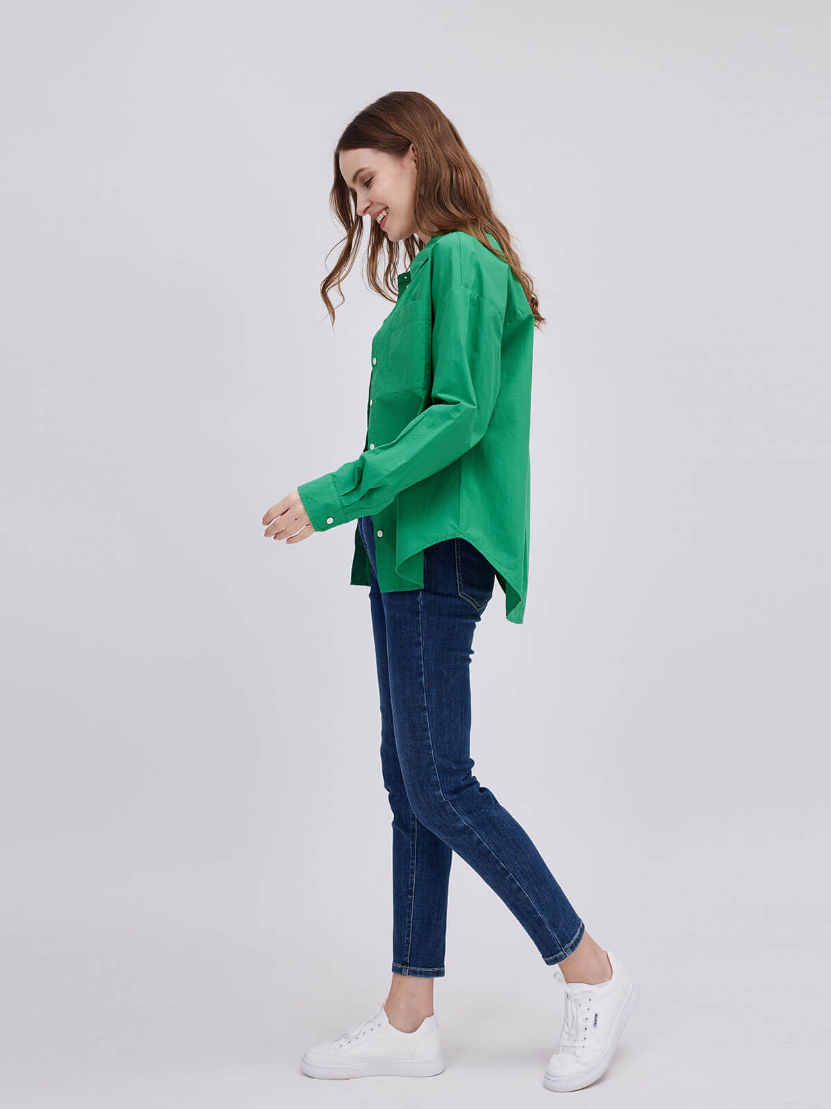 Green Relaxed H-type Blouse for Women