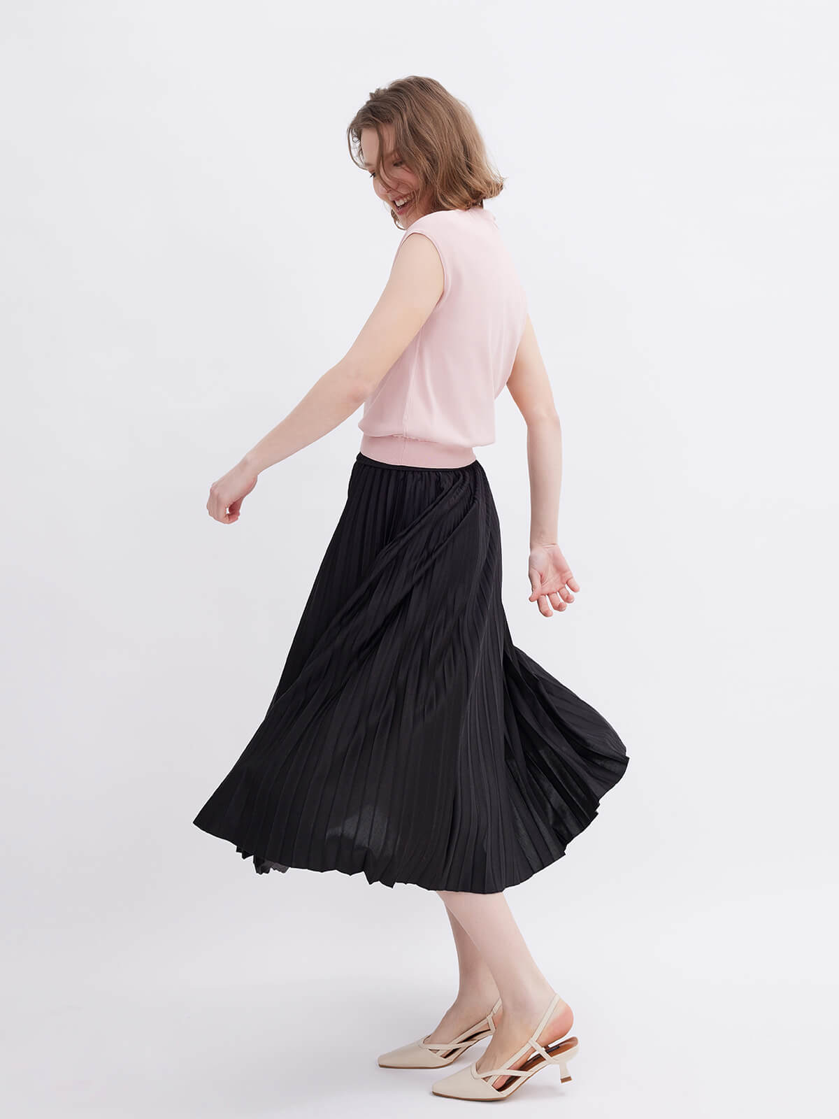 ASOBIO Black Pleated Skirt