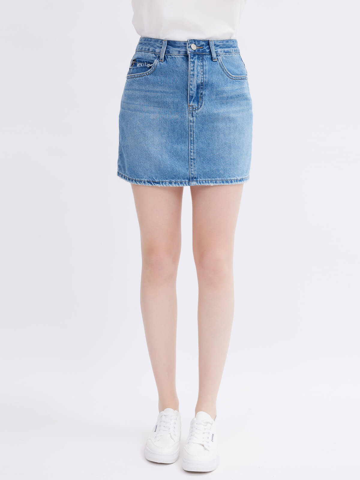 Slant Pocket Mini Denim Skirt