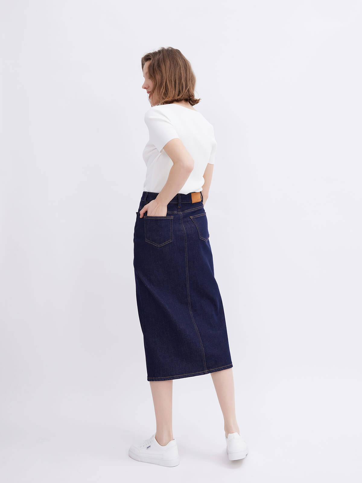 Straight Long Denim Skirt